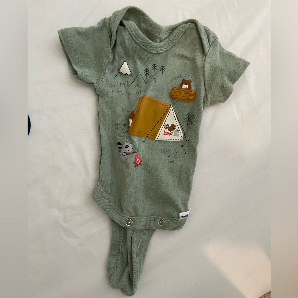 Camping newborn onesie